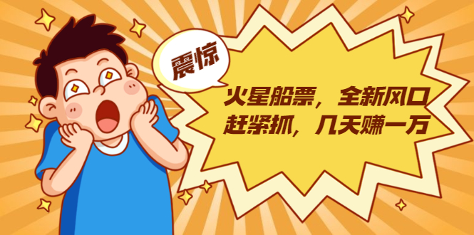 火星船票，全新风口赶紧抓，几天赚一万+摆地摊卖尾货月入一万（5个项目）-网络创业副业兼职学习网