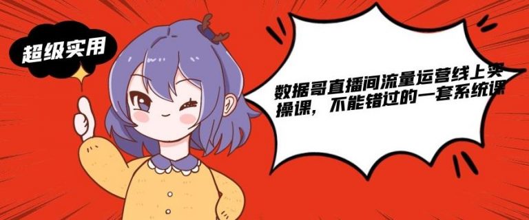 数据哥直播间流量运营线上实操课，不能错过的一套系统课-网络创业副业兼职学习网
