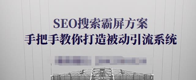 SEO搜索霸屏方案,手把手教你打造被动引流系统【视频课程】-网络创业副业兼职学习网