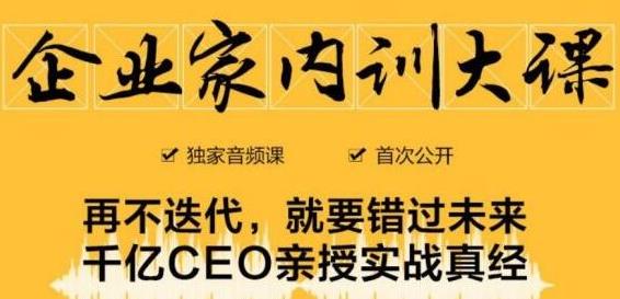企业家内训大课，未来企业必学经验，价值1299元-网络创业副业兼职学习网