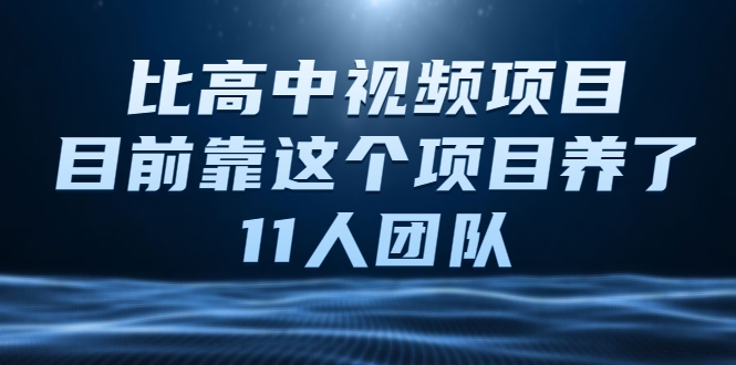 比高中视频项目,目前靠这个项目养了11人团队【视频课程】-网络创业副业兼职学习网