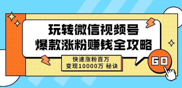 玩转微信视频号爆款涨粉赚钱全攻略,快速涨粉百万变现万元秘诀-网络创业副业兼职学习网