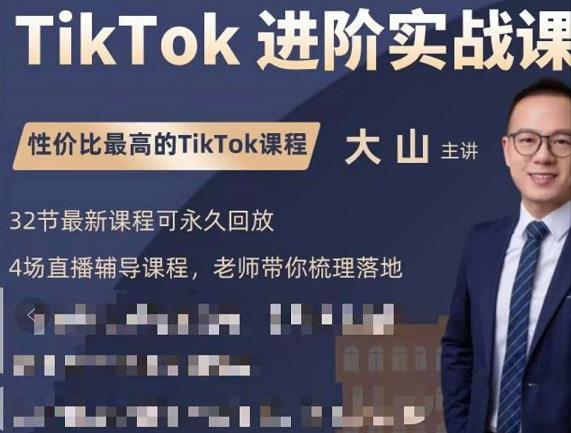 大山老师TikTok进阶实战课：账号详解，流量运营，实战变现，助力你成功出海-网络创业副业兼职学习网