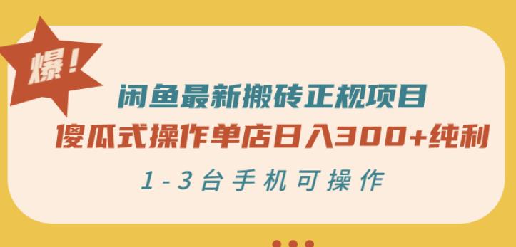 闲鱼最新搬砖正规项目:傻瓜式操作单店日入300+纯利,1-3台手机可操作-网络创业副业兼职学习网