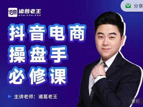 诸葛老王-抖音电商操盘手必修课:顶层设计,起号破局,爆款运营,数据分析-网络创业副业兼职学习网