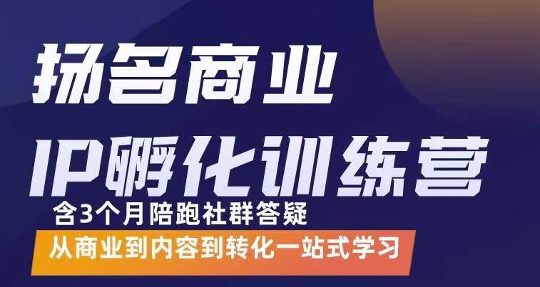 杨名商业IP孵化训练营，从商业到内容到转化一站式学 价值5980元-网络创业副业兼职学习网