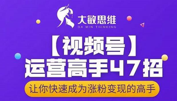 大敏思维-视频号运营高手47招，让你快速成为涨粉变现高手-网络创业副业兼职学习网