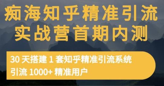痴海知乎精准引流实战营1-2期,30天搭建1套知乎精准引流系统,引流1000+精准用户-网络创业副业兼职学习网