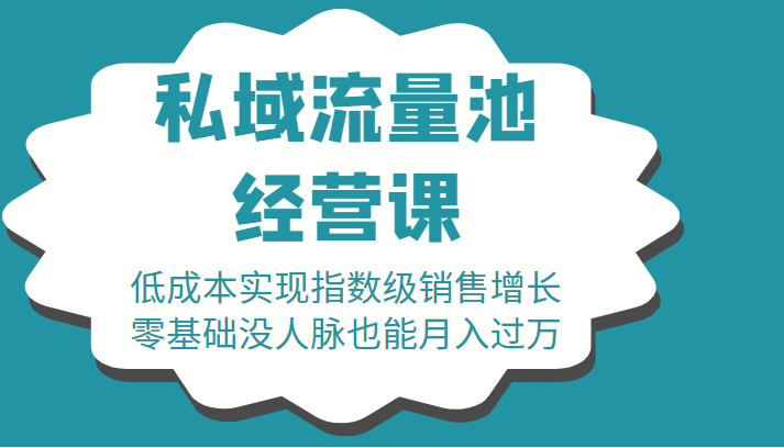 16堂私域流量池经营课:低成本实现指数级销售增长,零基础没人脉也能月入过万-网络创业副业兼职学习网