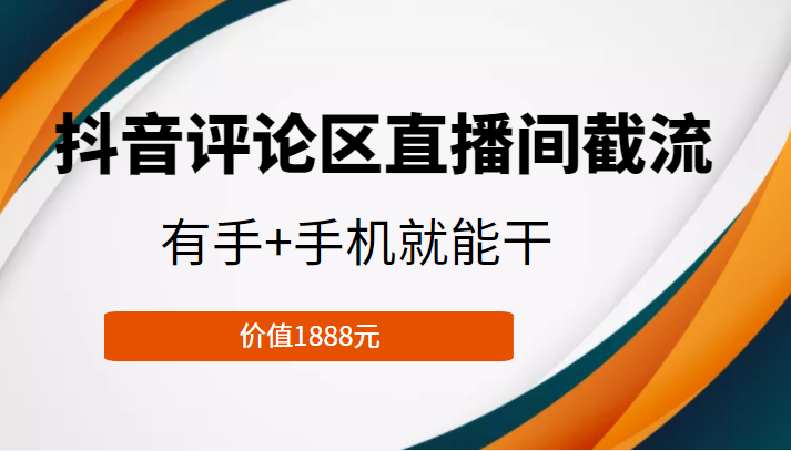 抖音评论区直播间截流，有手+手机就能干，门槛极低，模式可大量复制（价值1888元）-网络创业副业兼职学习网
