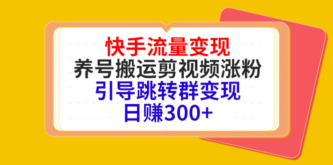 快手流量变现,养号搬运剪视频涨粉,引导跳转群变现日赚300+-网络创业副业兼职学习网