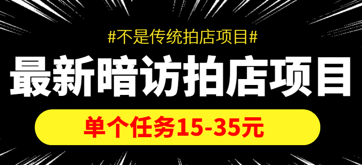 最新暗访拍店信息差项目，单个任务15-35元（不是传统拍店项目）-网络创业副业兼职学习网