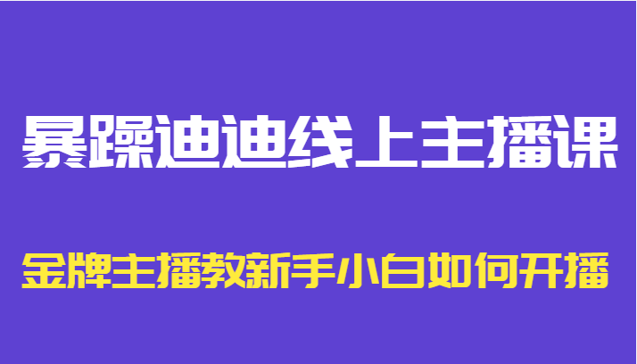 暴躁迪迪线上主播课，金牌主播教新手小白如何开播-网络创业副业兼职学习网