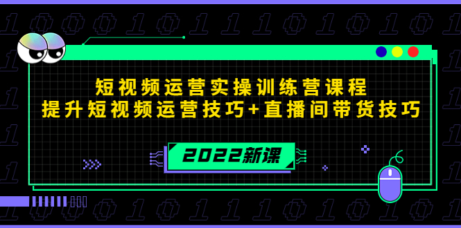 2022短视频运营实操训练营课程,提升短视频运营技巧+直播间带货技巧-网络创业副业兼职学习网