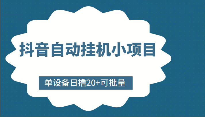 抖音自动挂机小项目,单设备日撸20+,可批量,号越多收益越大-网络创业副业兼职学习网