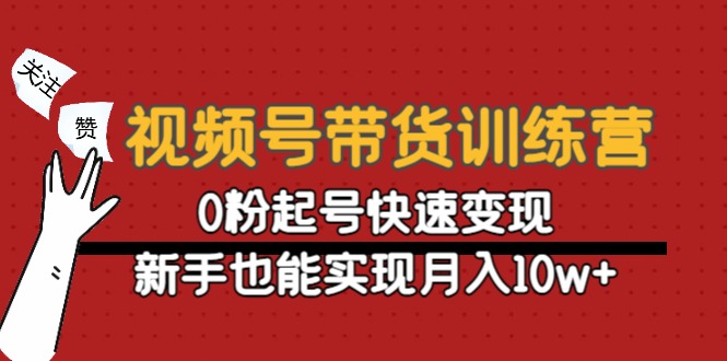 视频号带货训练营：0粉起号快速变现，新手也能实现月入10w+-网络创业副业兼职学习网