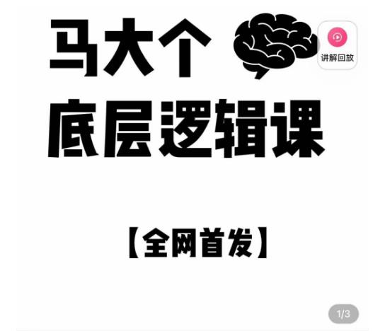马大个·底层逻辑课,51节底层逻辑智慧课-价值1980元-网络创业副业兼职学习网