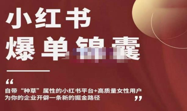 小红书爆单锦囊，自带种草属性+高质量女性用户，为你的企业开辟一条新的掘金路径-网络创业副业兼职学习网
