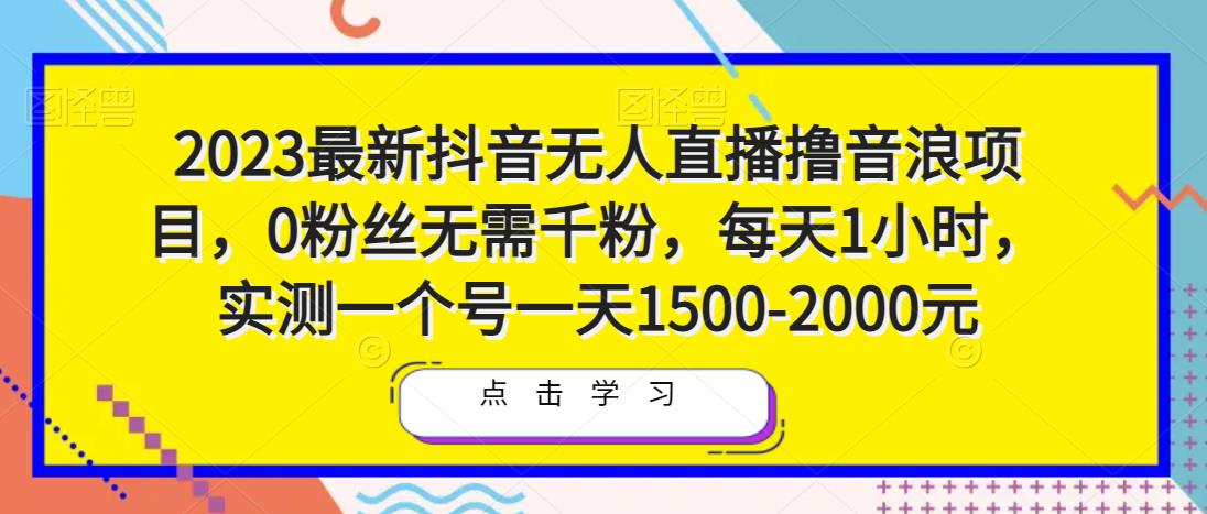 2023最新抖音无人直播撸音浪项目，0粉丝无需千粉，每天1小时，实测一个号一天1500-2000元-网络创业副业兼职学习网