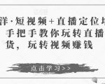 于洋·短视频+直播定位培训，手把手教你玩转直播卖货，玩转视频赚钱-网络创业副业兼职学习网