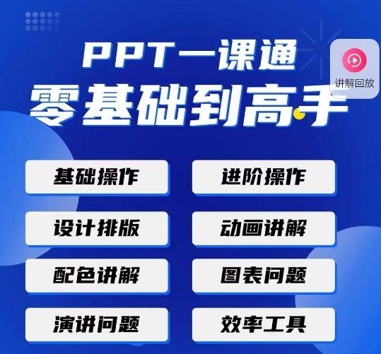 PPT·一课通·0基础到高手:通俗易懂快速掌握PPT的各种应用场合-网络创业副业兼职学习网
