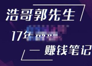 浩哥郭先生17年创业赚米笔记，打开你对很多东西的认知，让你知道原来赚钱或创业不单单是发力就行-网络创业副业兼职学习网
