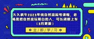 久久疯牛2023年纯自然流起号课程，老杨是把自然流玩明白的人，可以闭眼上车（3月更新）-网络创业副业兼职学习网