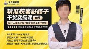 杨光·精准获客野路子，黑科技快速获取精准客户，这也许是全网最低的获客方法了-网络创业副业兼职学习网