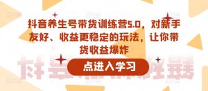 抖音养生号带货训练营5.0，对新手友好、收益更稳定的玩法，让你带货收益爆炸-网络创业副业兼职学习网