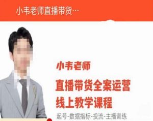 小韦老师直播带货运营线上教学，起号-数据指标-投流-主播训练-网络创业副业兼职学习网