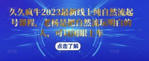 久久疯牛2023最新线上纯自然流起号课程，老杨是把自然流玩明白的人，可以闭眼上车-网络创业副业兼职学习网