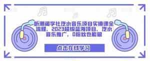 听潮阁学社汽水音乐项目实操课全流程,2023超级蓝海项目,汽水音乐推广,0粉丝也能做-网络创业副业兼职学习网
