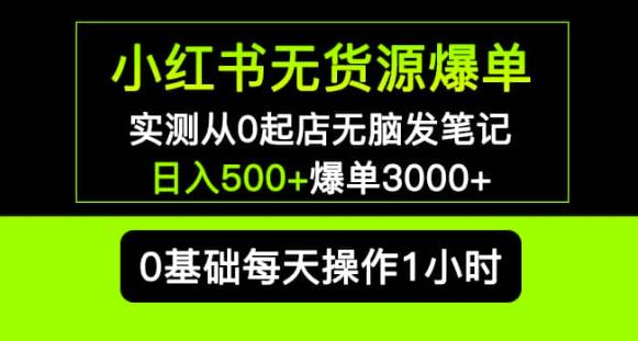 小红书无货源爆单实测从0起店无脑发笔记爆单3000+长期项目可多店-网络创业副业兼职学习网
