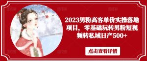 2023男粉高客单价实操落地项目，零基础玩转男粉短视频转私域日产500+-网络创业副业兼职学习网