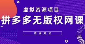 【白龙笔记】拼多多无版权网课项目,月入5000的长期项目,玩法详细拆解【揭秘】-网络创业副业兼职学习网