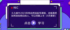 久久疯牛2023年纯自然流起号课程，老杨是把自然流玩明白的人，可以闭眼上车（5月更新）-网络创业副业兼职学习网