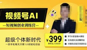 视频号AI短视频创业训练营，超级个体新时代，一部手机每天只需1小时轻松创业-网络创业副业兼职学习网