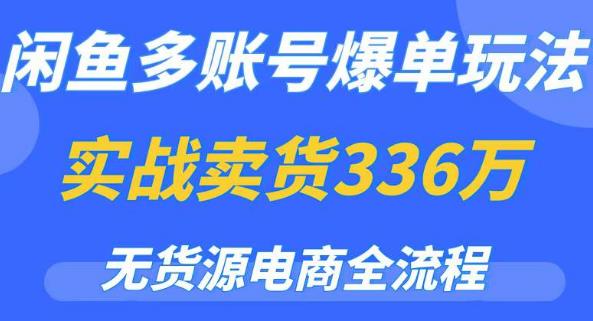 闲鱼多账号爆单玩法，无货源电商全流程，超简单的0门槛变现项目【揭秘】-网络创业副业兼职学习网
