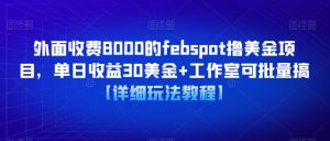 外面收费8000的febspot撸美金项目，单日收益30美金+工作室可批量搞【详细玩法教程】-网络创业副业兼职学习网