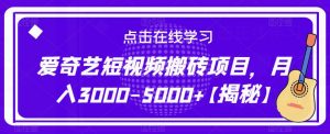 爱奇艺短视频搬砖项目，月入3000-5000+【揭秘】-网络创业副业兼职学习网