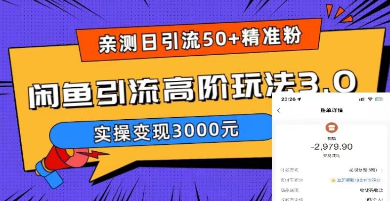 亲测日引50+精准粉,闲鱼引流高阶玩法3.0,实操变现3000元【揭秘】-网络创业副业兼职学习网