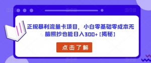 正规暴利流量卡项目,小白零基础零成本无脑照抄也能日入300+【揭秘】-网络创业副业兼职学习网
