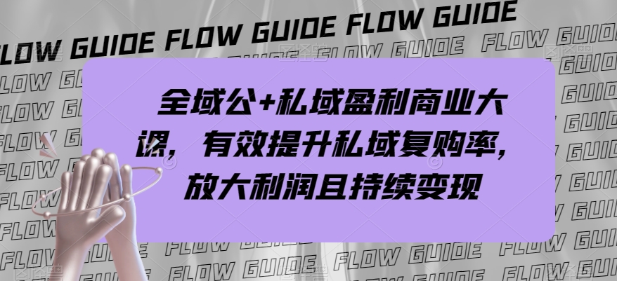 全域公+私域盈利商业大课，有效提升私域复购率，放大利润且持续变现-网络创业副业兼职学习网