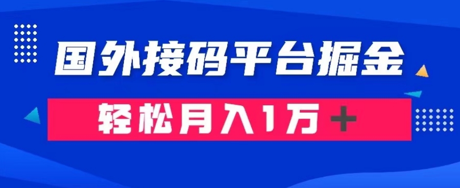 通过国外接码平台掘金：成本1.3，利润10＋，轻松月入1万＋【揭秘】-网络创业副业兼职学习网