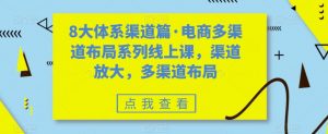 8大体系渠道篇·电商多渠道布局系列线上课,渠道放大,多渠道布局-网络创业副业兼职学习网