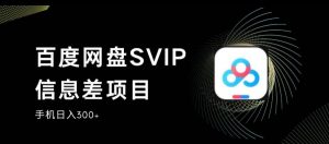 百度网盘SVIP信息差项目，0投入小白极速上手，手机稳定日入300+【揭秘】-网络创业副业兼职学习网