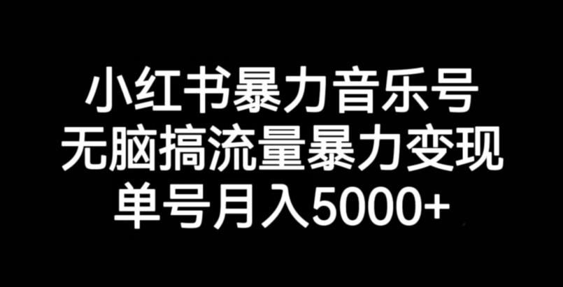 小红书暴力音乐号，无脑搞流量暴力变现，单号月入5000+-网络创业副业兼职学习网