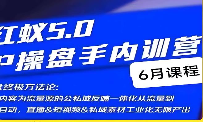 红蚁5.0IP操盘手内训营，IP操盘终极方法论-网络创业副业兼职学习网