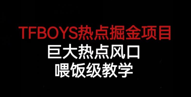 TFBOYS热点掘金项目，巨大热点风口，喂饭级教学-网络创业副业兼职学习网