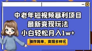 中老年短视频暴利项目最新变现玩法，小白轻松月入1w+【揭秘】-网络创业副业兼职学习网